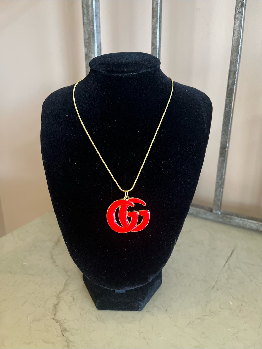 Gucci Red Double-G Pendant Necklace - Designer Style Women Jewelry